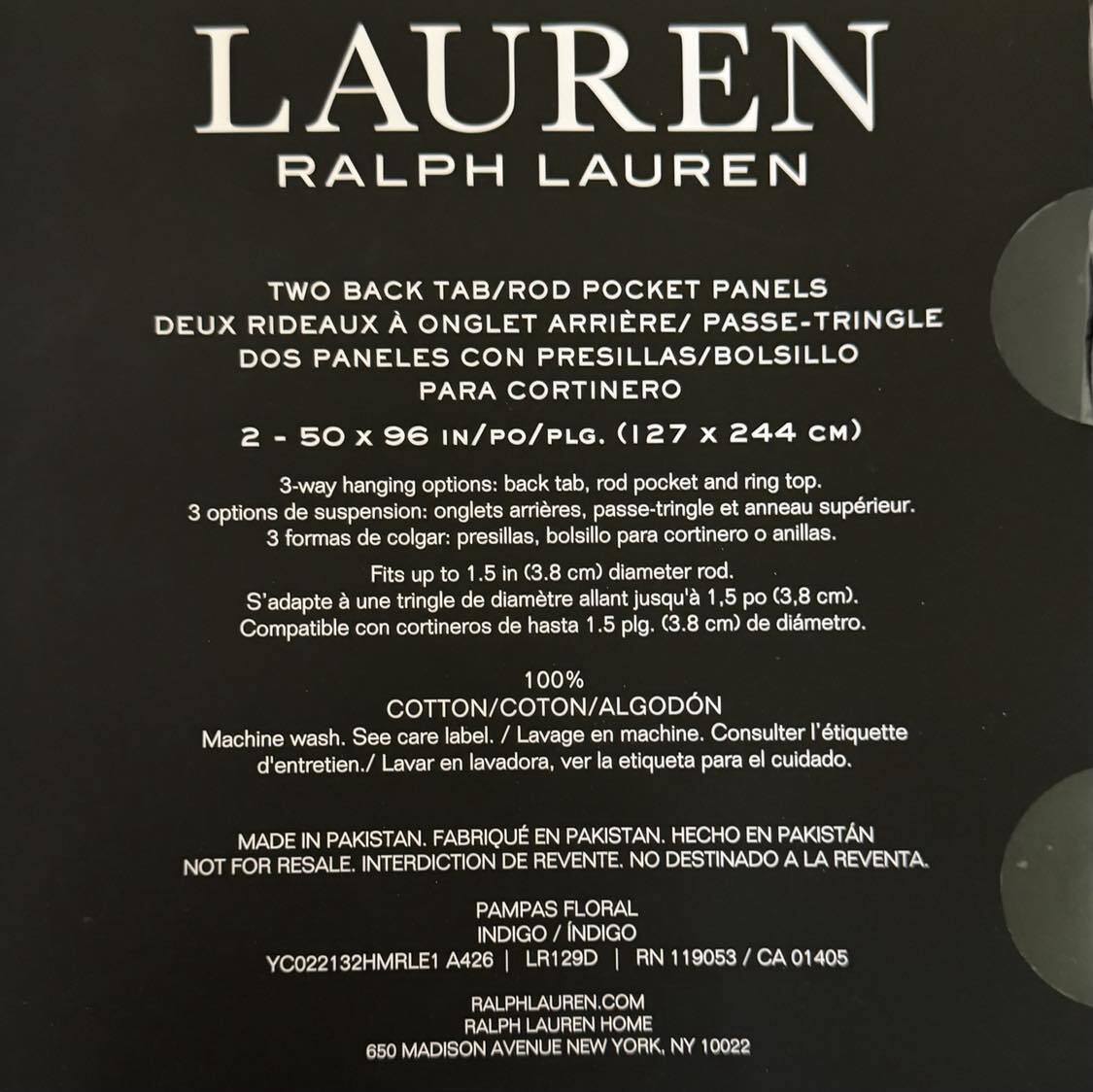 Ralph Lauren 50 x 96 Pampas Floral Curtains White Green Blue Flowers - Picture 5 of 8