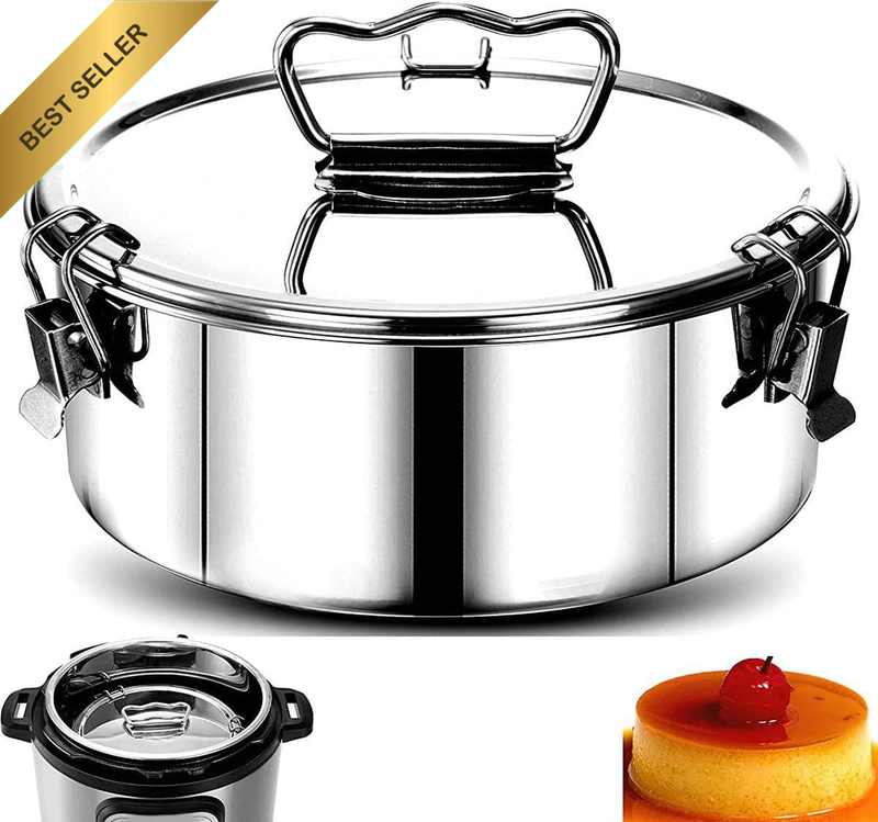 Flan Mold 1.5QT Capacity,304 Stainless Steel Flanera Flan Mould Mold with Lid an