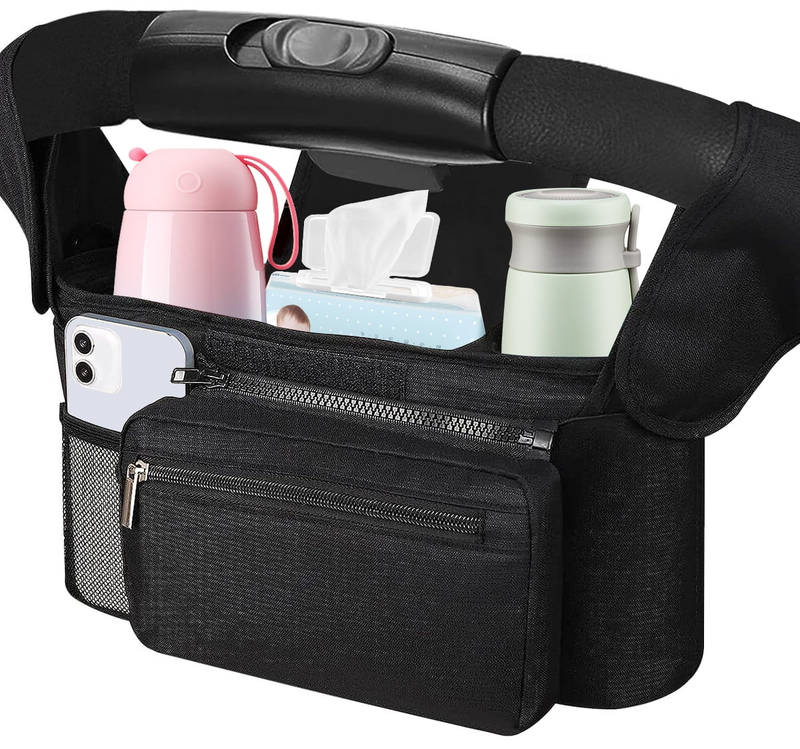 Universal Stroller Organizer Non Slip Straps Stroller Caddy wi...