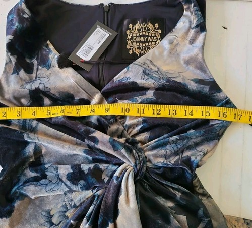 Pre-owned Johnny Was Floral Sherwood Mist Velvet Maxi Cocktail Dress Sz-6&14 $575 In Sherwood/multicolored