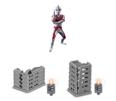 Bandai Ultimate Luminous Ultraman 11 Ace Disintegrating Apartment Gashapon Set