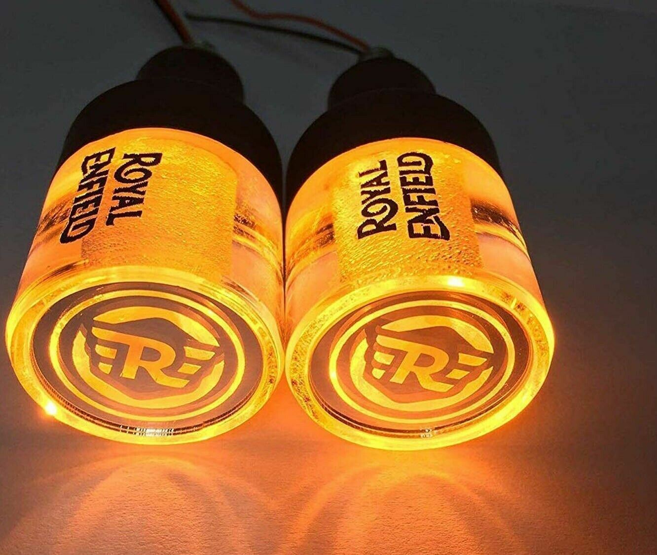 For Royal Enfield Crystal Handle Bar End Indicator LED Light Side Weights  