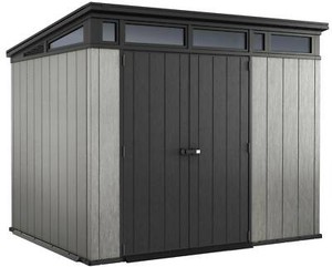 keter artisan outdoor garden storage pent shed, 9x7ft