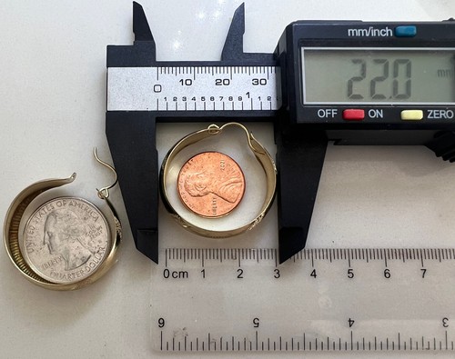 Pre-owned Handmade Gold Hoop Earring 10k Round Solid Bangle Thick Wide Chunky 8.3mm 30mm .85" In Yellow