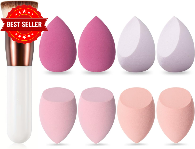9 Pcs Makeup Sponge Blender Set, 3 Shapes Beauty Blender Kit, Foundation Brush f