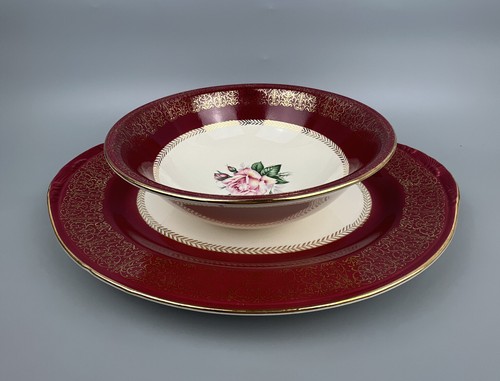 VTG Homer Laughlin Lady Stratford rose 22K set/2pc c52N8