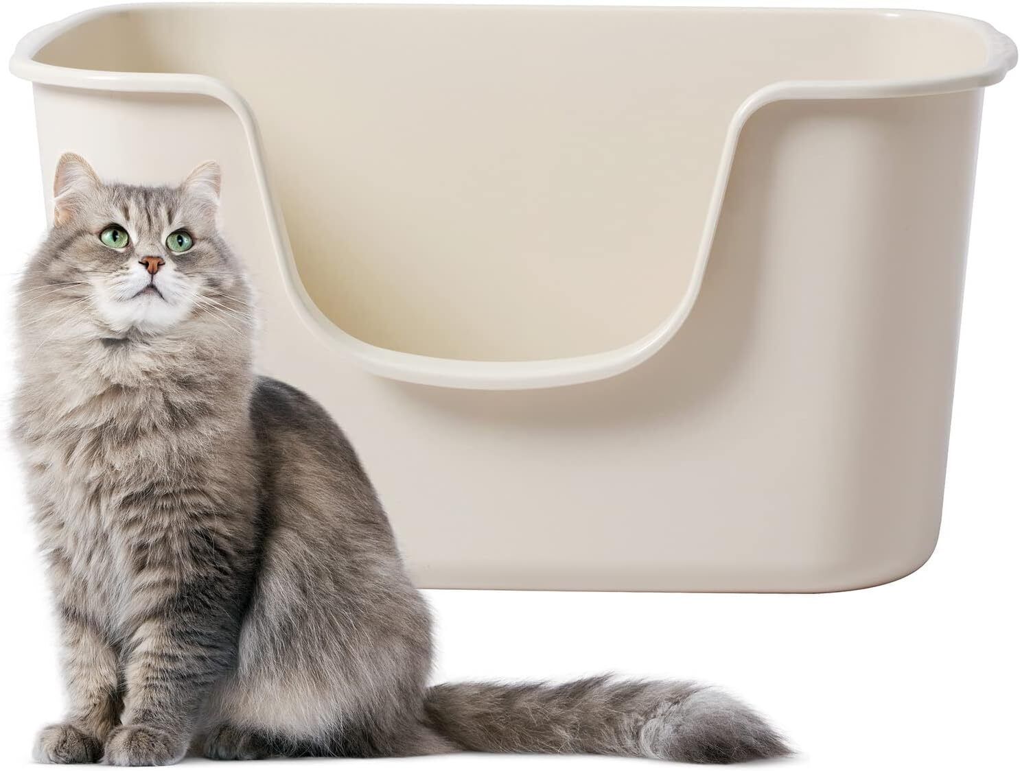 With High Sides, Extra Large Litter Box, Cream