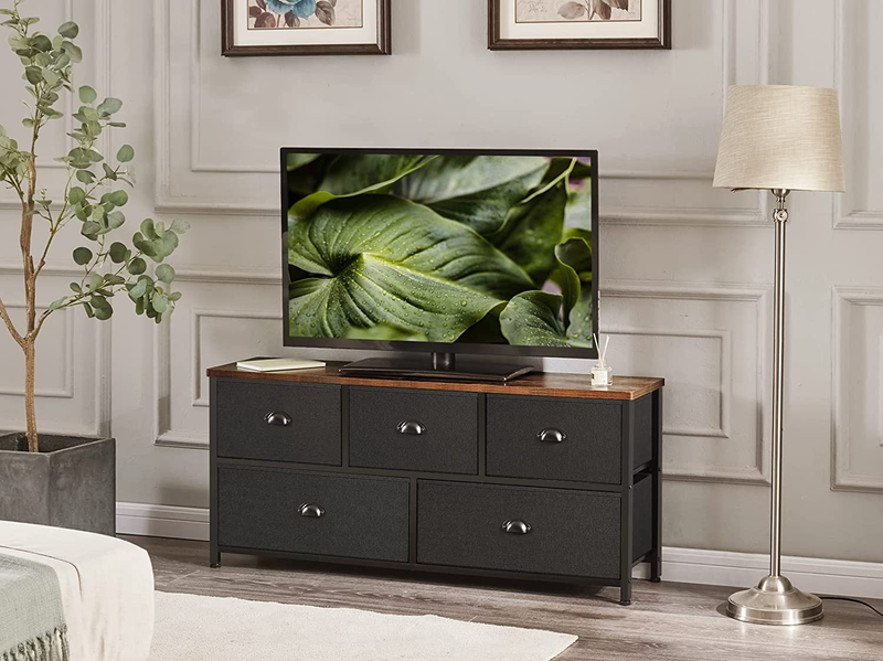 Dresser TV Stand, Entertainment Center with Fabric Drawers, Media Console, TV Ta