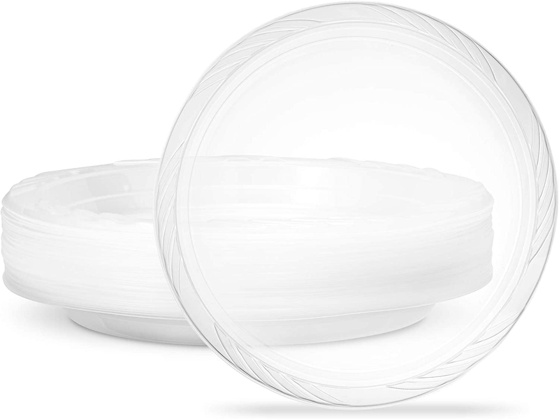 10'' Inch Premium Crystal Clear Disposable Plastic Dinnerware Party Plate Pack o