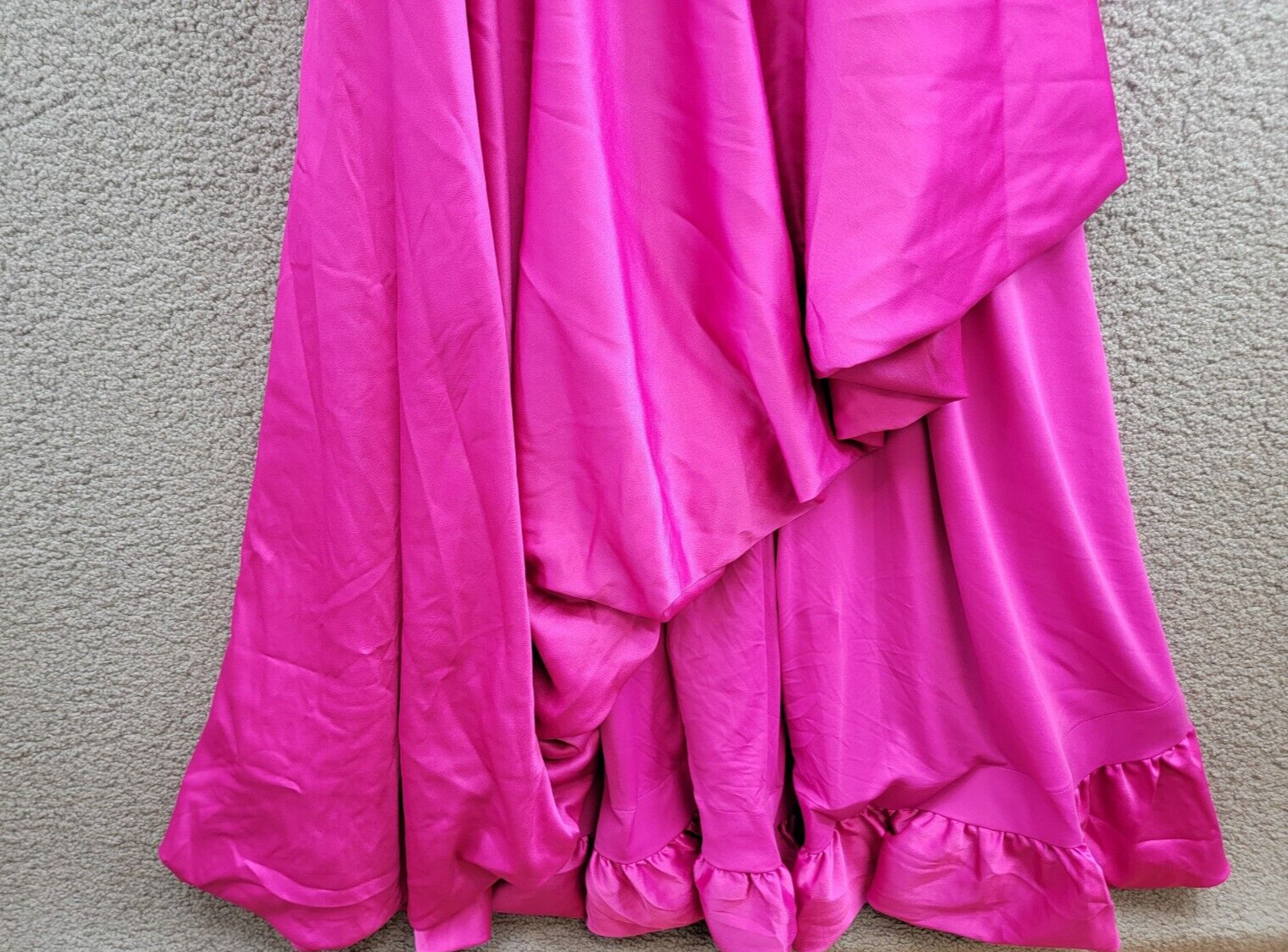 Taylor Asymmetric Sleeveless Satin Gown Women's 10 Magenta Back Zip Closure - Picture 4 of 17
