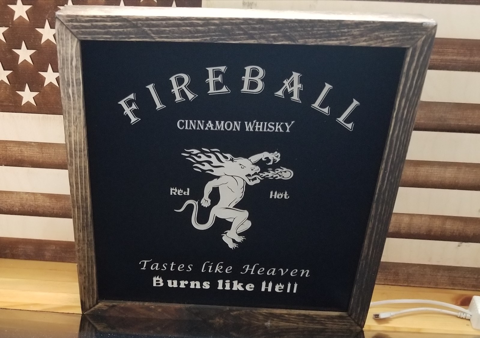 Fireball Whisky LED Sign Personalized, Home bar pub Lighted, man cave non neon