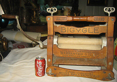 ANTIQUE PRIMITIVE AMERICANA COUNTRY BICYCLE WOOD IRON WASH TUB CLOTHES WRINGER