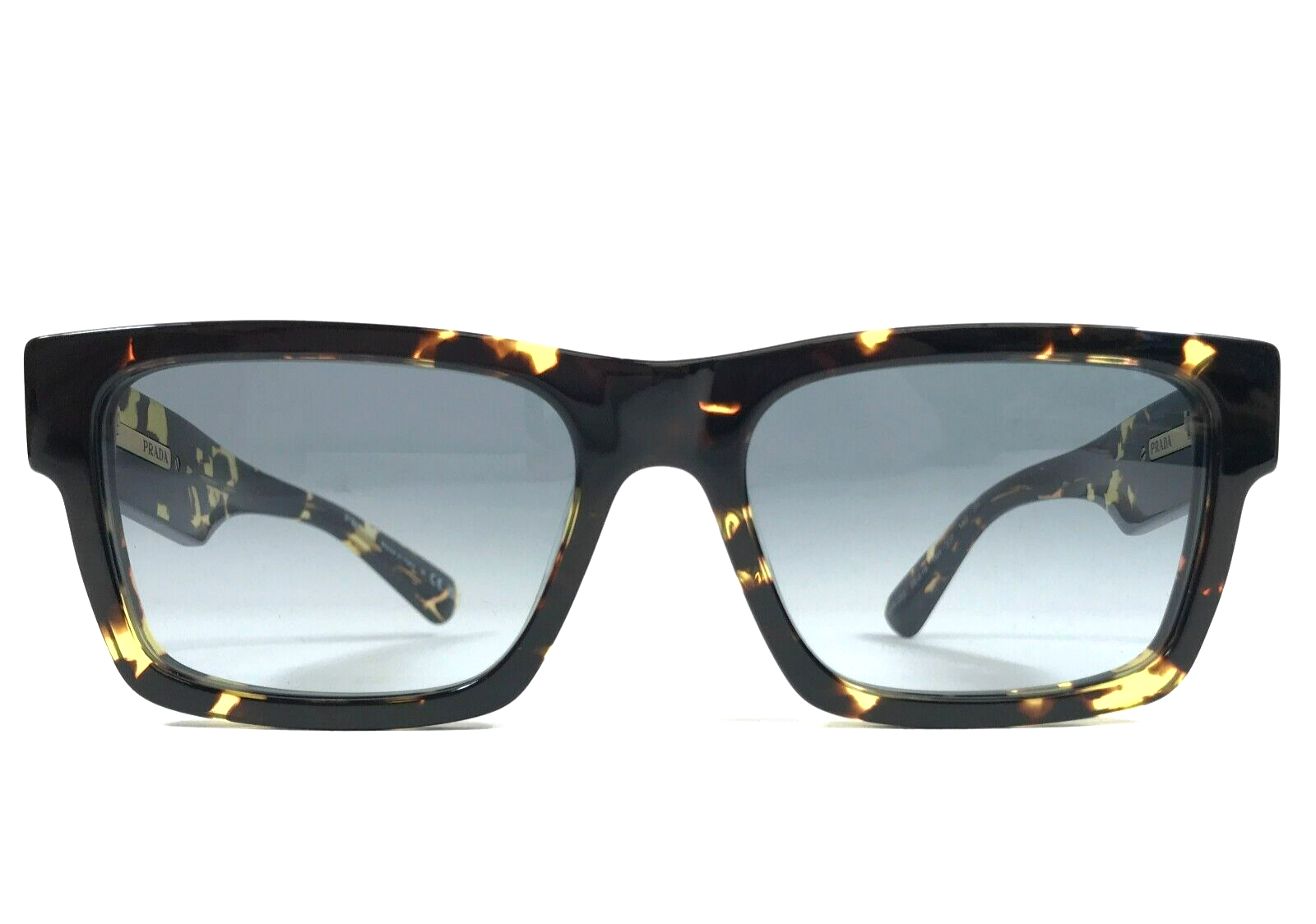 Pre-owned Prada Sunglasses Spr25z 16r-30f Tortoise Square Frames W/ Blue Lenses 56-18-140