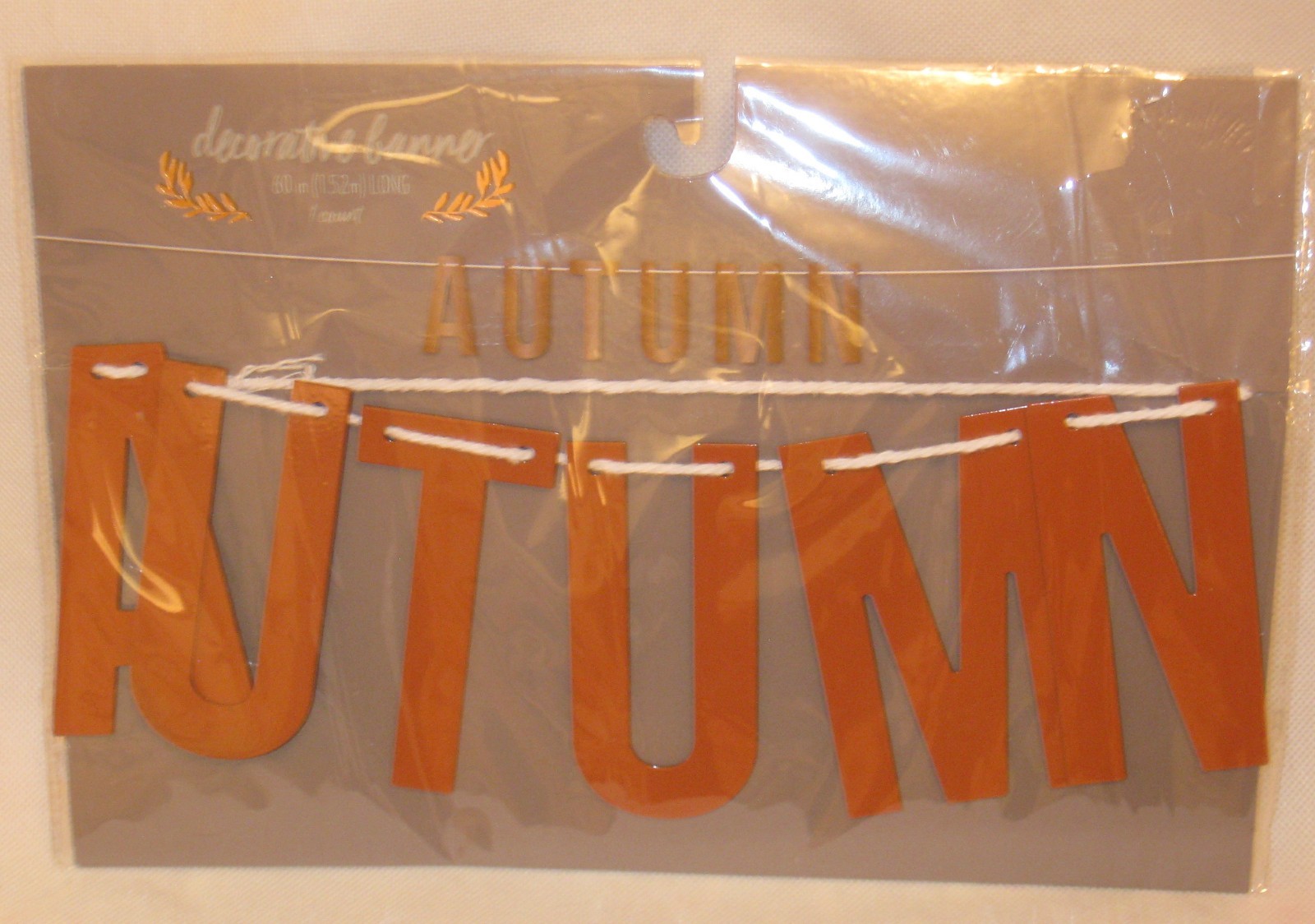 Pumpkin Orange Color Metal Fall Decorative Banner Says: AUTUMN New 60