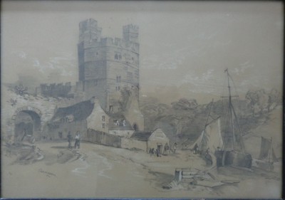 Antique York House Kilburn Graphite and Wash Drawing by V. Blowers