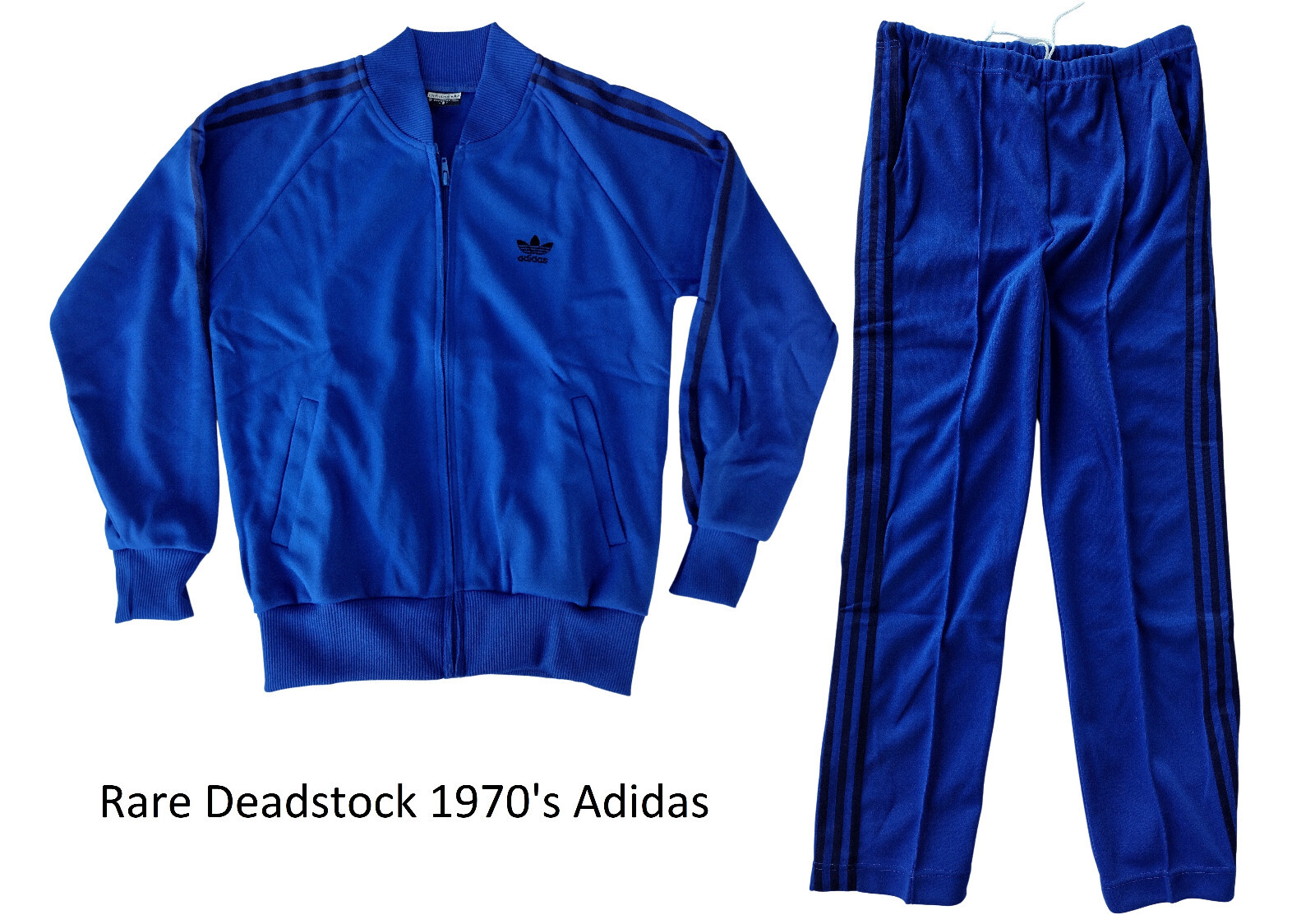 NOS VTG 70s Adidas Trefoil Stripe Track Suit Royal Blue High NOS VTG 70s Adidas Trefoil Stripe Track Suit Royal Blue High