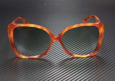 Pre-owned Gucci Gg0471s 003 Rectangular Havana Shiny Havana Green 62 Mm Women's Sunglasses