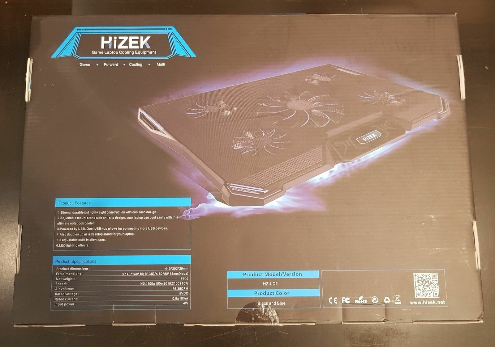 HIZEK HZ-LC2 Ultra-Slim 14-17 Inch Laptop Cooling Pad with LED Lights
