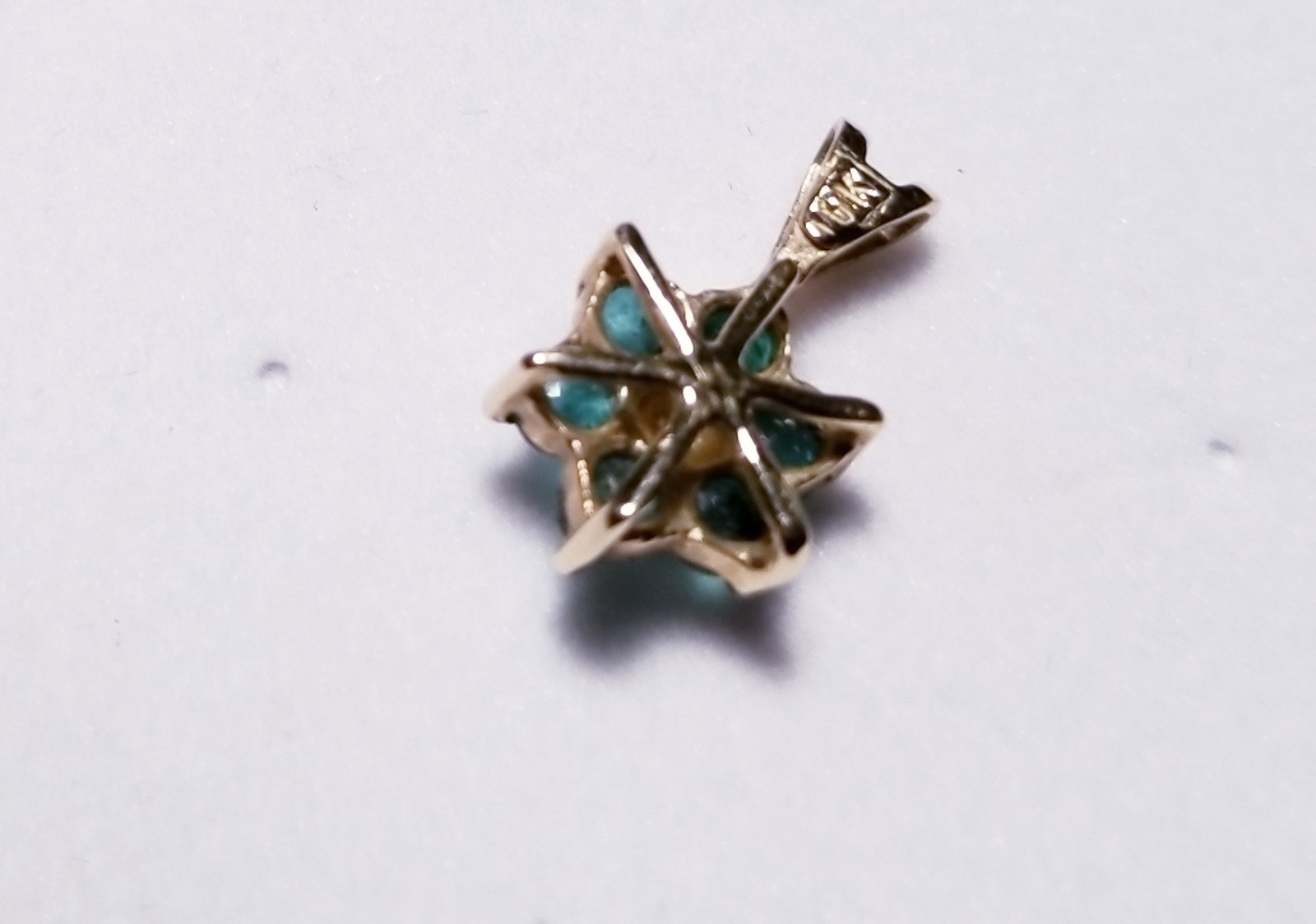 Emerald and Diamond 10k Gold Earrings and Pendant Set