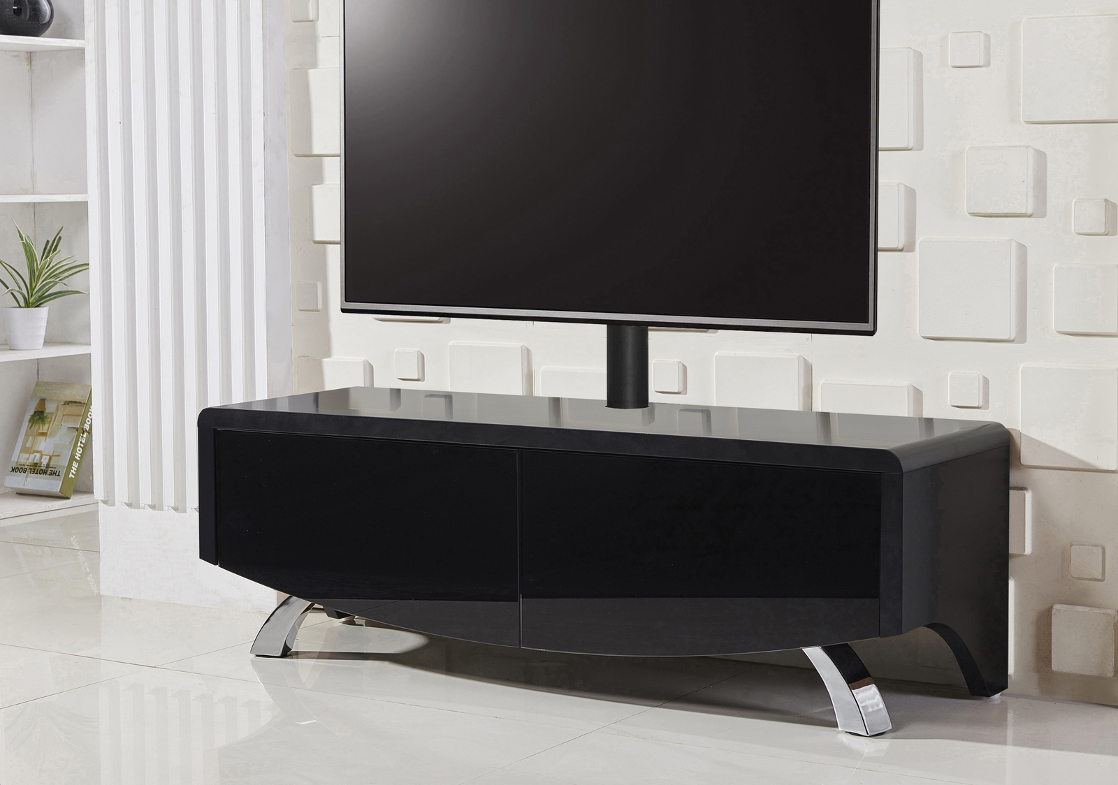 Mda Wave 1200 Wide Tv Cabinet Unit Stand Black Tv Mount For 60 Tv