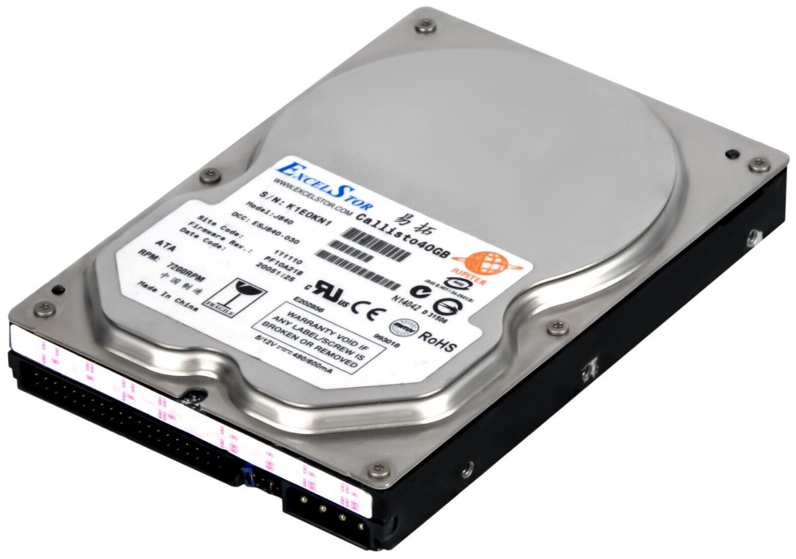 Hard Drive Excelstor Callisto J840 40GB 7200RPM 2MB ATA Hard Drive Excelstor Callisto J840 40GB 7200RPM 2MB ATA
