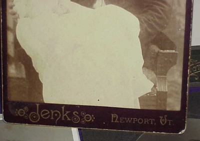 1890 antique Cabinet Card photo Bearded Father & baby ID'd Derby Center Vermont