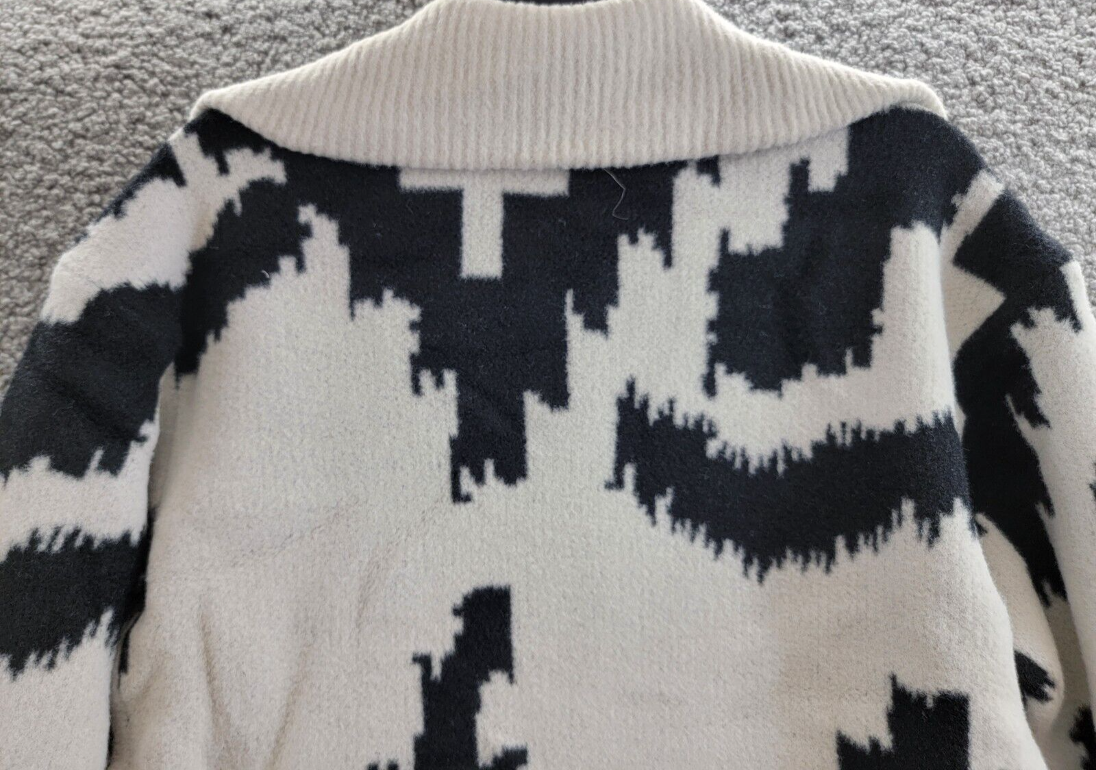 AQUA Quarter Zip Sweater Women's XS Cement Black/Ivory Long Sleeve Pullover - Picture 13 of 16