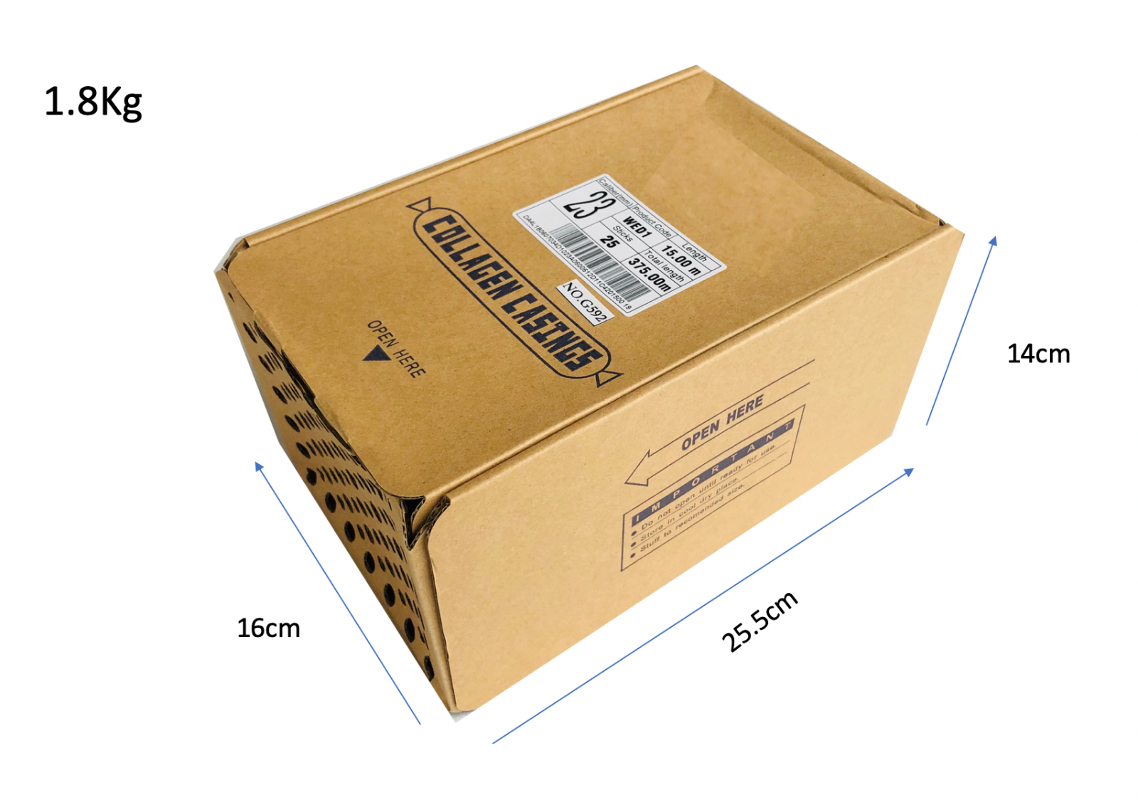 Collagen Casings Dry 23mm / 50ft for stuffing 368.17 Lb 2250 sausages 25 sticks