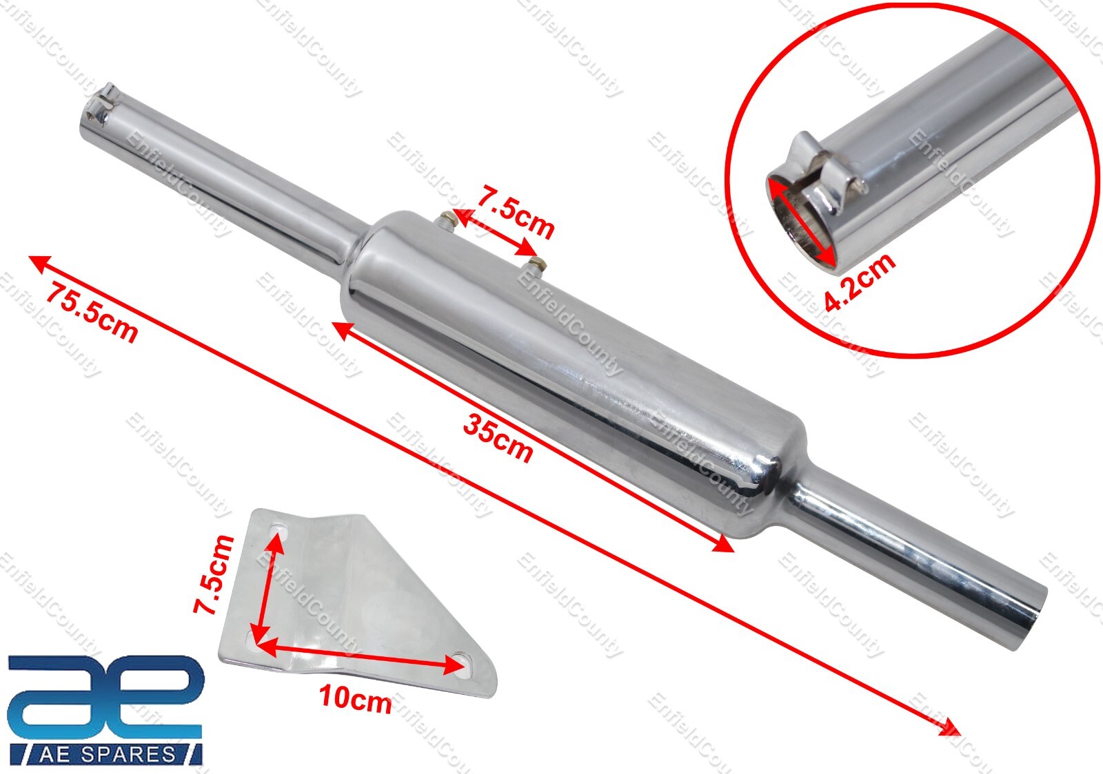 Fits Royal Enfield Classic 350 500cc Exhaust Silencer + Baffle Chrome Plated  
