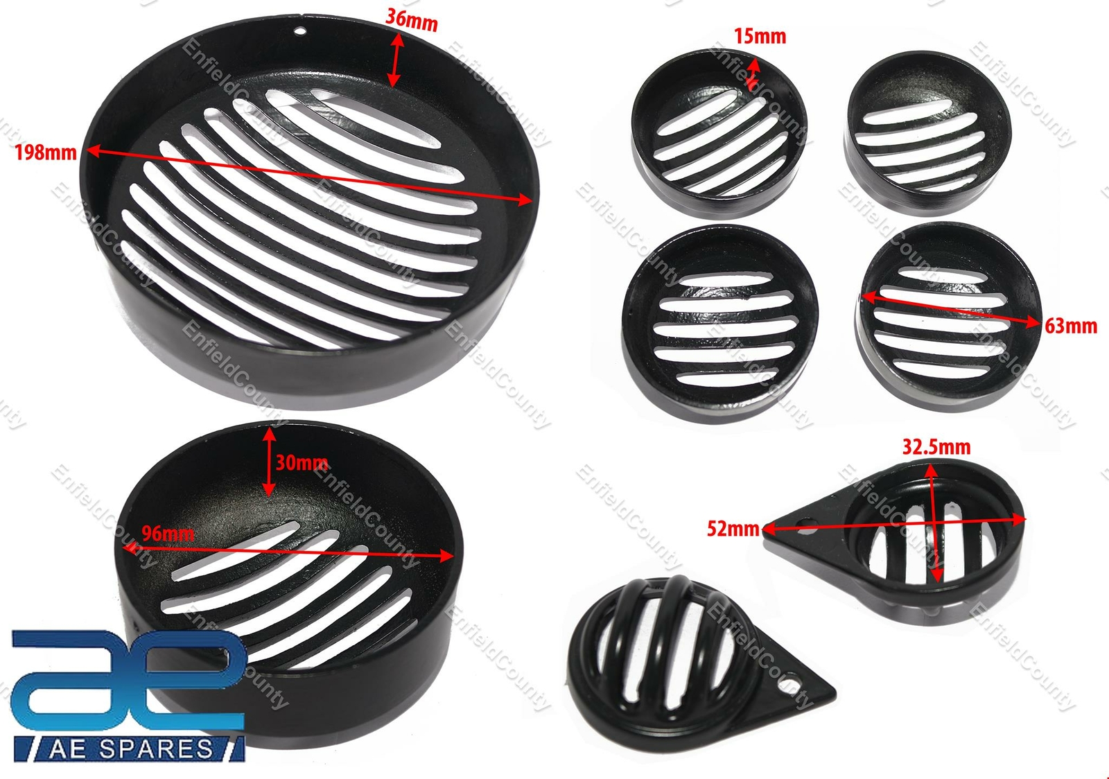 Headlight Indicator Parking & Tail Light Grill Set for Royal Enfield Classic 
