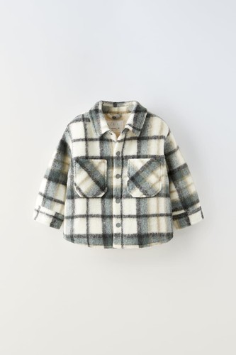 ZARA NWT plaid jacket coat over shirt fleece size 12-18