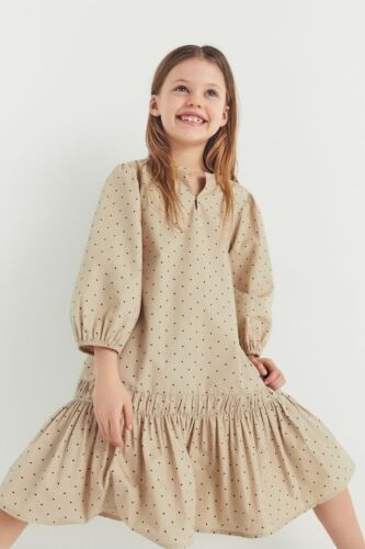 Zara Kids Girl Polka Dot Poplin Dress Taupe Brown 1213/421 Zara Kids Girl Polka Dot Poplin Dress Taupe Brown 1213/421