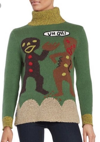 

Вупи Голдберг Пряничный человечек Ugly Christmas свитер с высоким воротником SM 139 долларов США, Зеленый