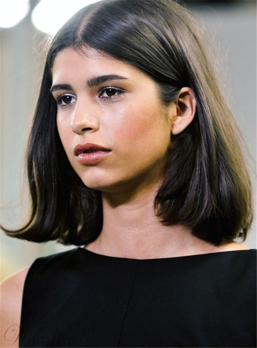 New Center Part Loose Bob Medium Straight Synthetic Hair Cap Wigs