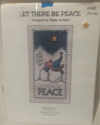 LET THERE BE PEACE Snowmen Cuddled Up Counted Cross Stitch KIT w/ Star 1681