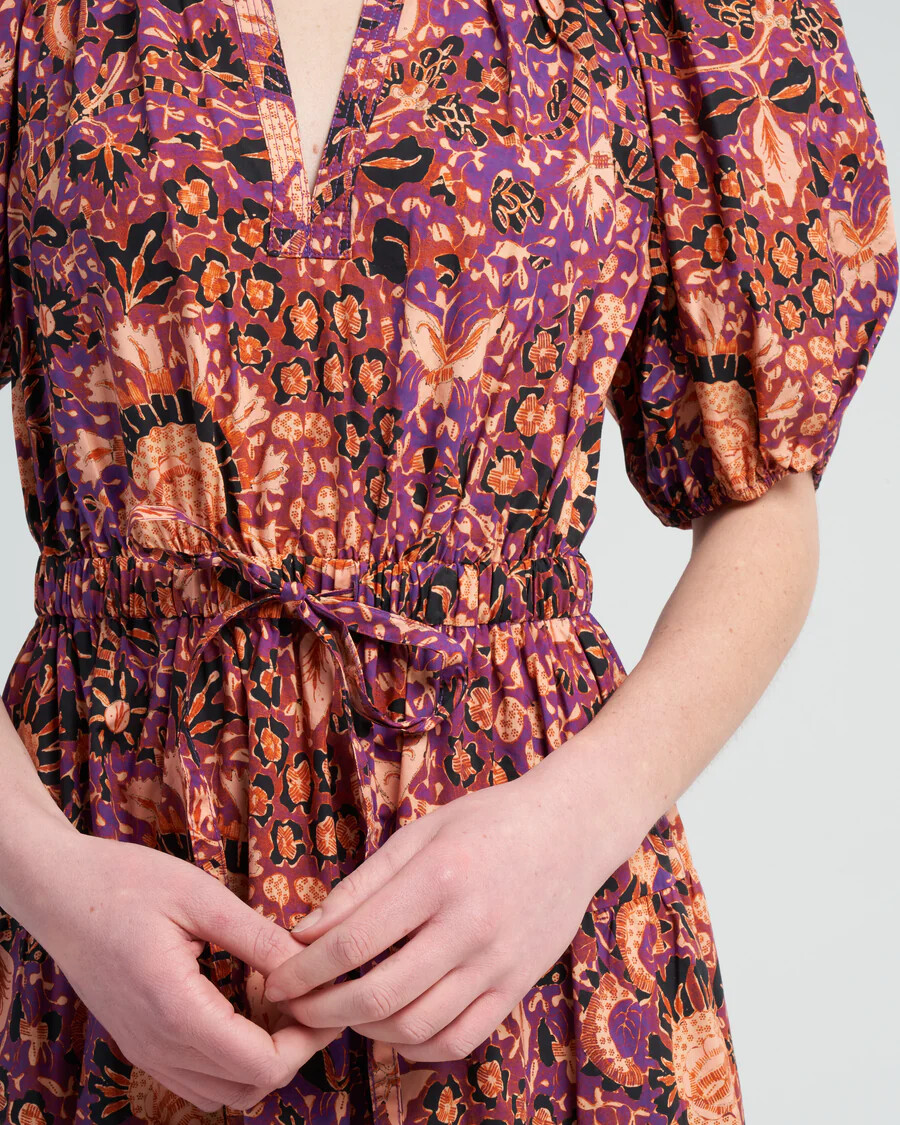 Pre-owned Ulla Johnson Olina Floral Midi Dress, Black Currant Size 2, 4 $470