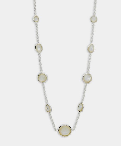 Pre-owned Rock Candy Ippolita Sterling Silver  Mop Station Necklace In White
