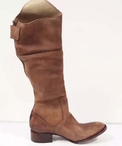Pre-owned Freebird By Steven Stable Leather Distressed Tall Boots Size 10 $350 Tan In Brown
