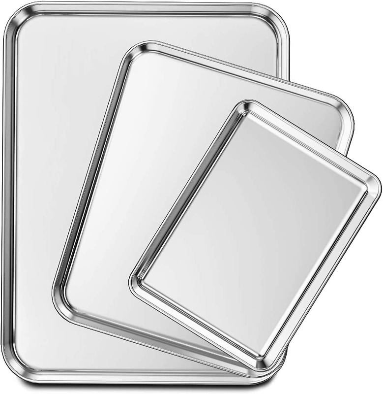 Baking Sheet Set of 3, Stainless Steel Cookie Sheet Baking Sheet Pan, 9/12/16 In