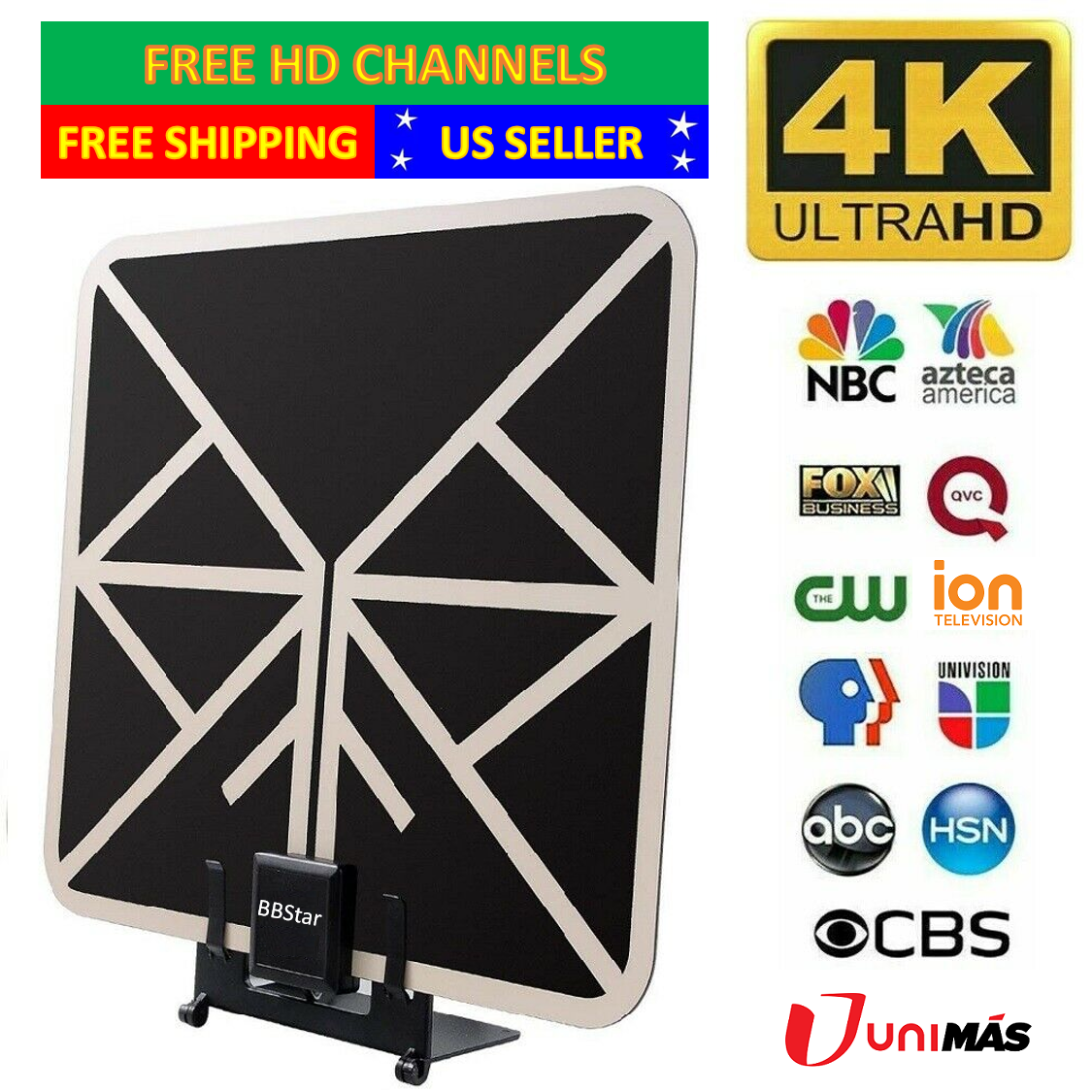 Amplified Digital Indoor Tv Antenna With Stand 4k 1080p