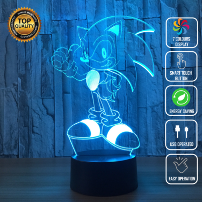 SONIC SEGA HEDGEHOG 3D Acrylic LED 7 Colour Night Light Touch