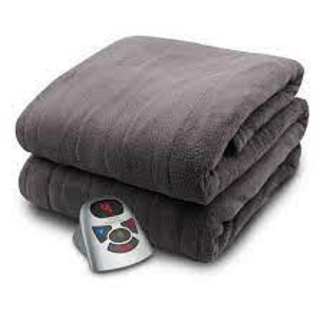 Threshold Electric Heated Solid Microplush Bed Blanket, Gray,