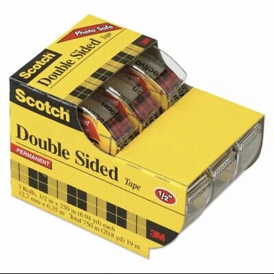 3 Scotch 665 Best Double Sided Permanent Tape Hand Dispenser 1/2
