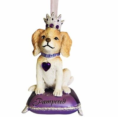 Kurt Adler Royal Splendor Dog Ornament Pillow Box Purple Spoiled Pampered New