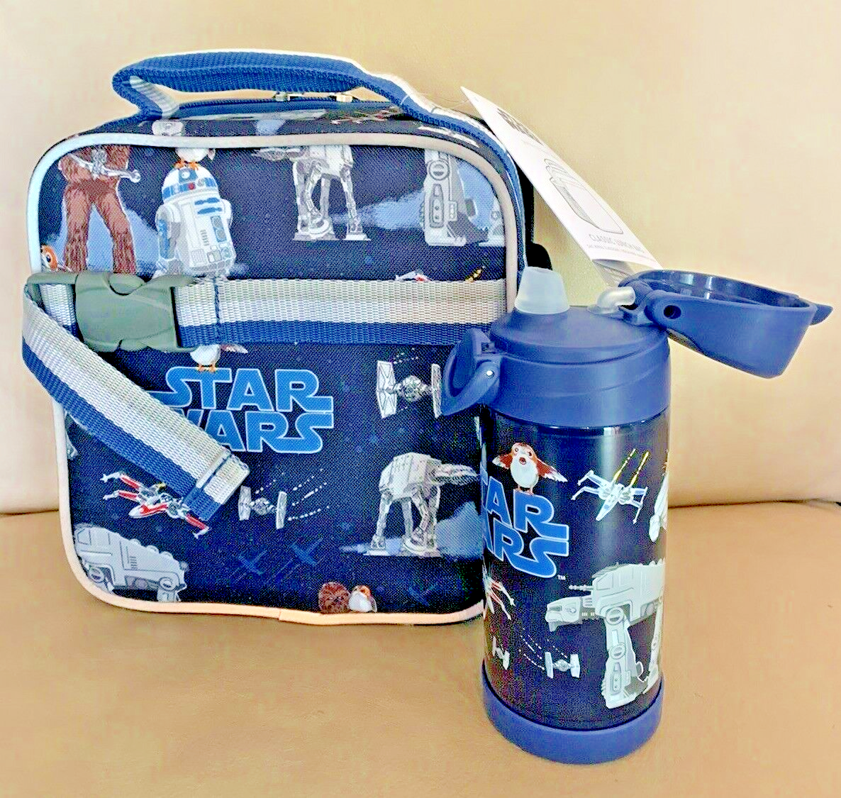 School Pottery Barn Disney STAR WARS LUNCH BOX boy holiday + water bottle space