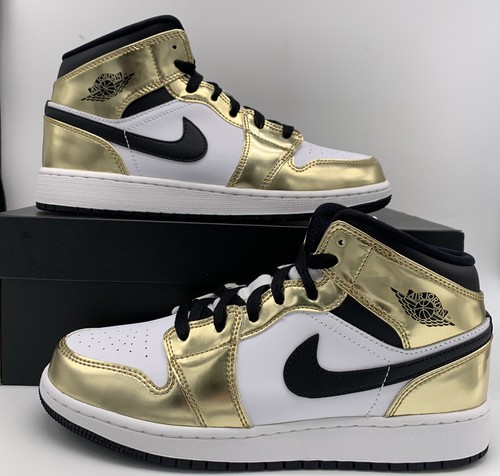 

Nike Air Jordan 1 Retro Mid SE GS металлик золотой черный белый DC1420-700 размер GS, Air Jordan 1 Mid