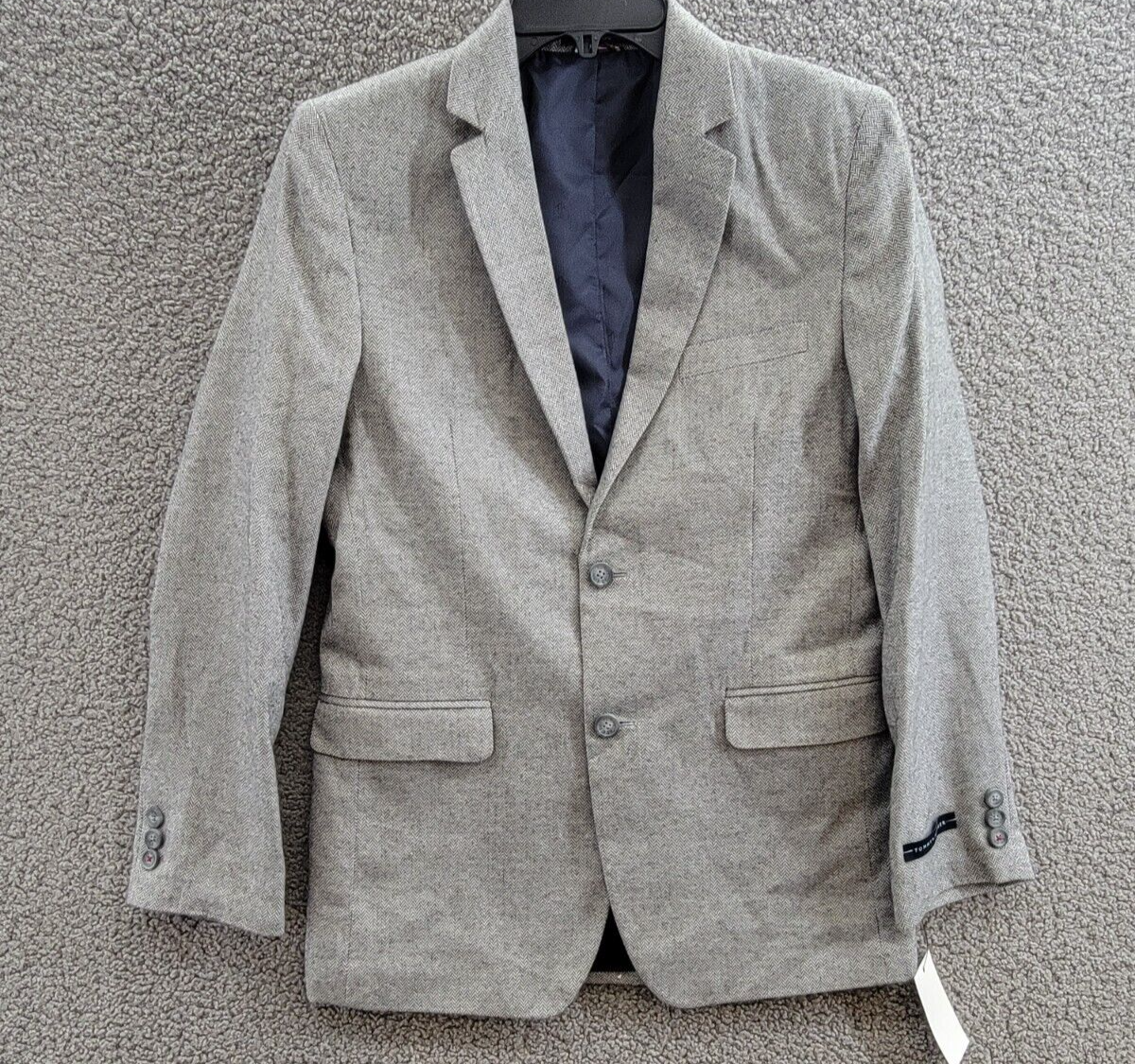 Tommy Hilfiger Brushed Herringbone Jacket Big Boys 18 Dark Gray Button Front L/S - Picture 2 of 19