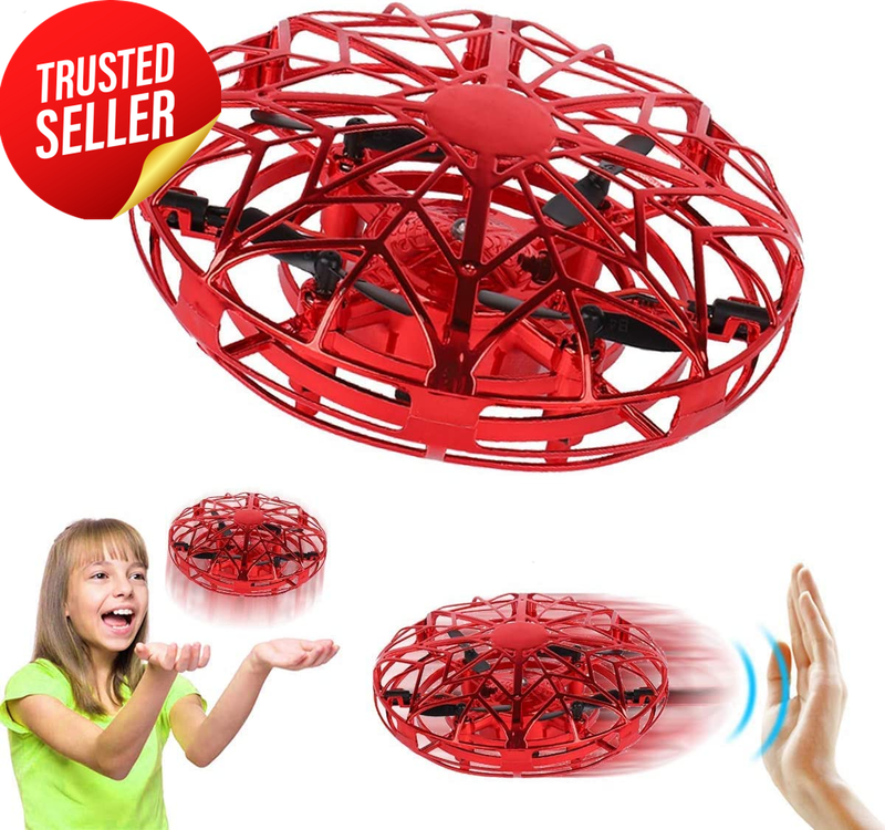 Hand Operated Mini Drone Hands Free Indoor Flying Ball Red
