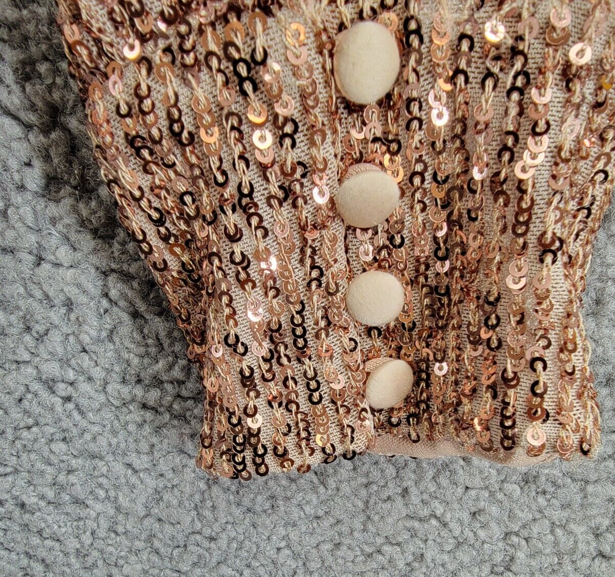Eliza J Sequin Blouson-Sleeve Boat-Neck Dress Women's 10 Latte Back Zip Closure - Picture 6 of 18