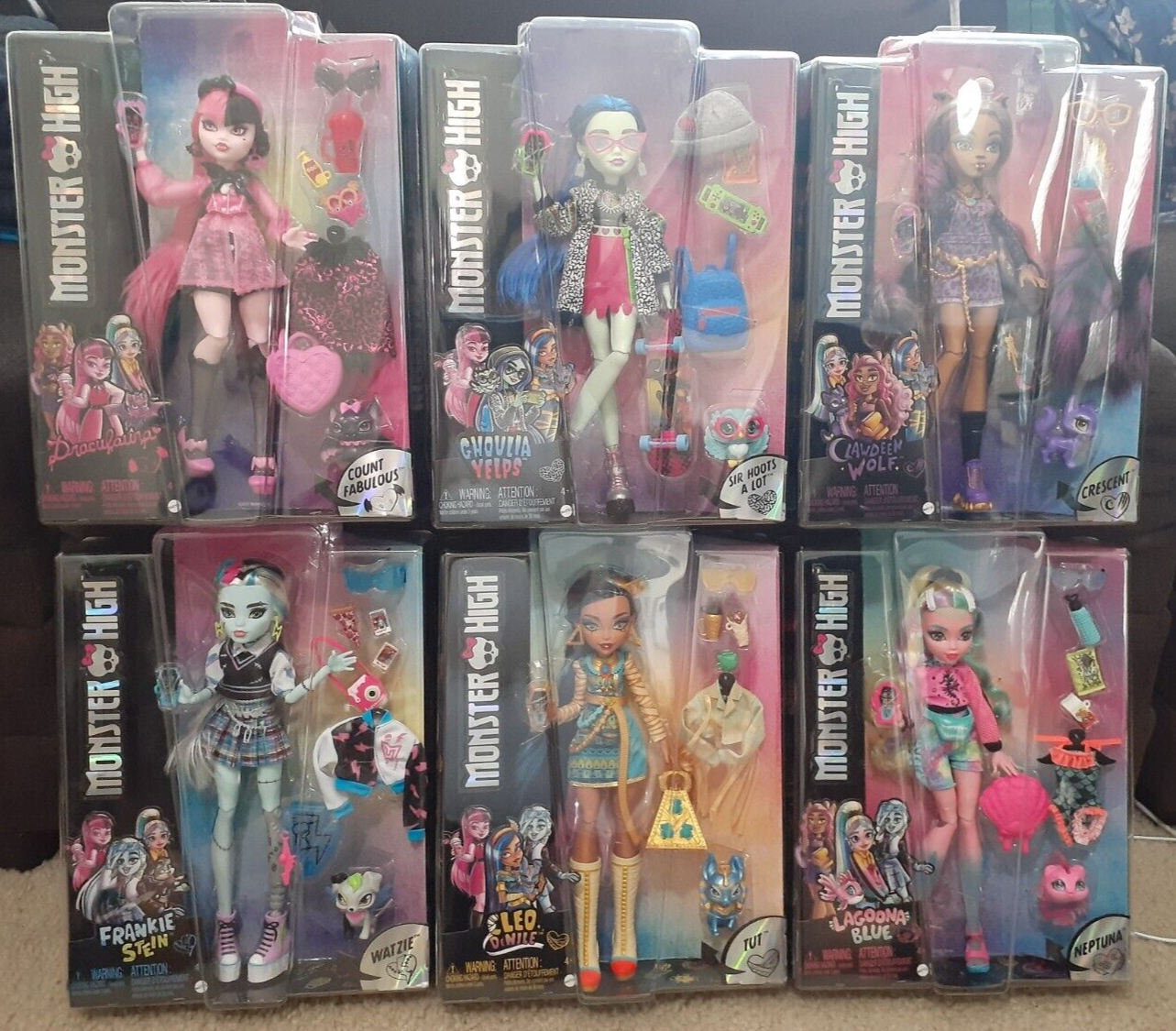 赤ガラモン　大中小　セット NEW Monster High G3 / 2022, ALL SIX Dolls in Individual